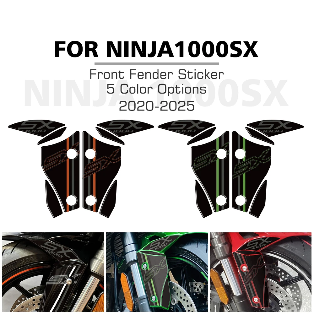 Motorcycle Front Fender Sticker 3D Gel Mudguard Fairing Paint Protection Decal For NINJA1000SX Ninja 1000sx 2020 - 2025 2024