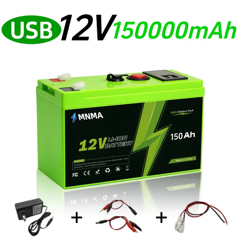 

12V Lithium Battery 150Ah LiFePO4 4000+ Deep Cycles Built-in 100A BMS Lifetime for UPS, Kayak Fish Finder, Solar Panel,Radio