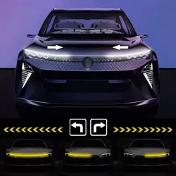 12V LED Car Daytime Running Light Strip Start Scan Yellow Turn Signal Indicator Headlight Car Hood Decorative Light Universal