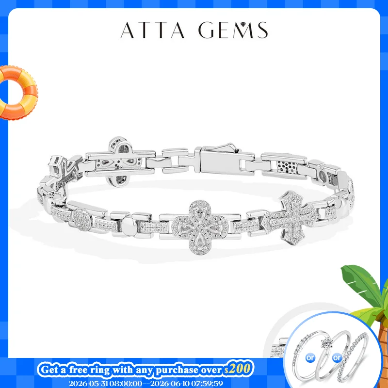 

ATTAGEMS DVVS1 Moissanite Bracelet 925 Silver Bracelets Original Certified Women's Chain For Wedding Engagement Luxury Jewelry