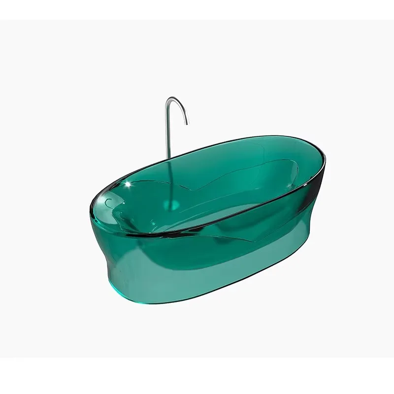 

Internet celebrity artificial stone bathtub integrated transparent resin independent hotel home color crystal high-end