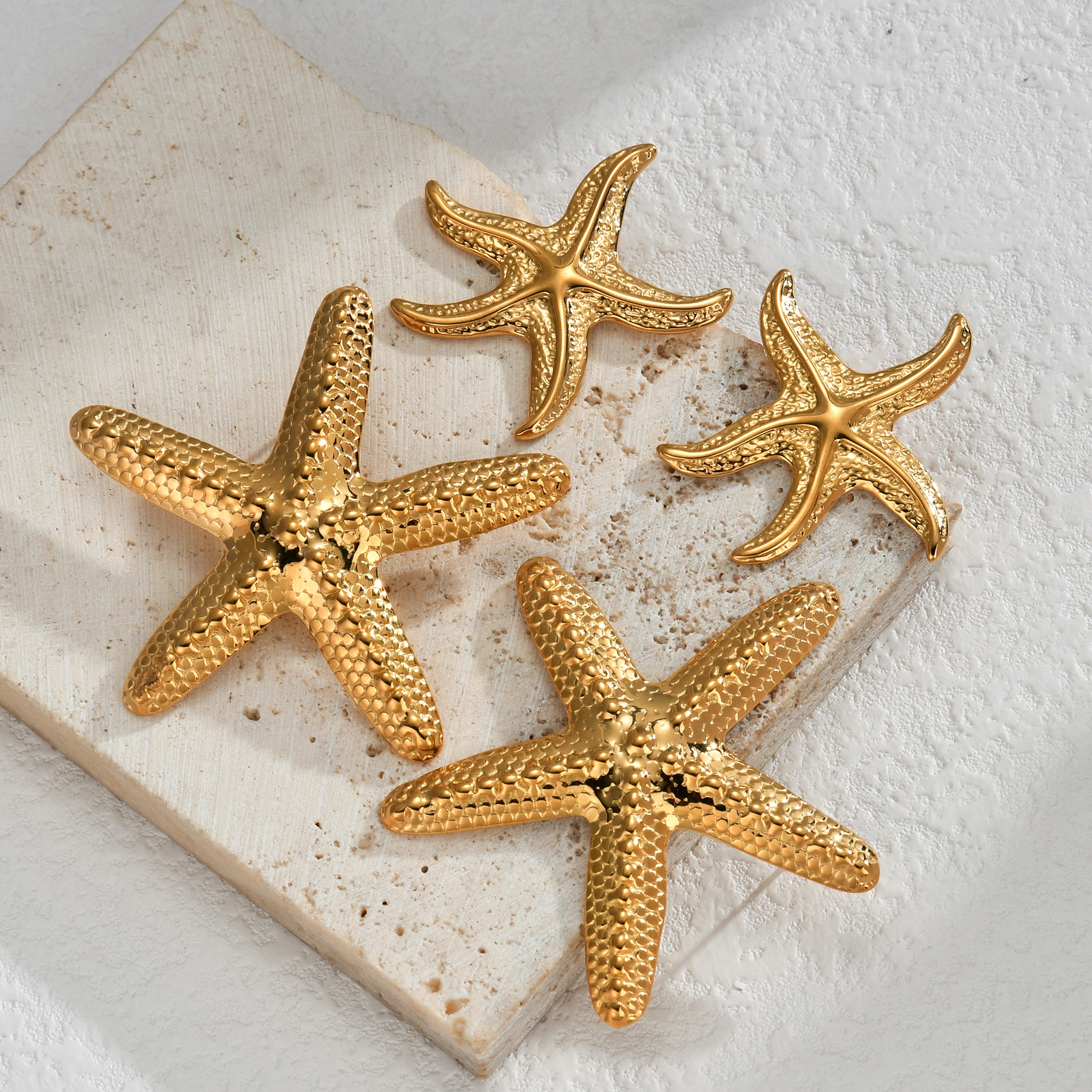 18K Gold Plated Stainless Steel Sea Ocean Element Starfish Earrings Bohemia Summer Beach Starfish Waterproof Jewelry women Gifts