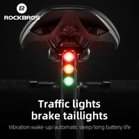 ROCKBROS Bicycle Lights Smart Creative Three Color Bicycle Warning Taillights Type-C Rechargeable Auto Wake-Up Bike Rear Lamp