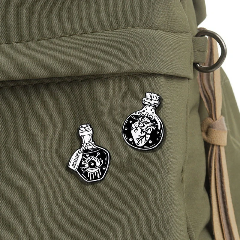 Creative Halloween Horror Punk Gothic Skull Heart Metal Brooch Pin Badge For Diy Clothing Bags Hat
