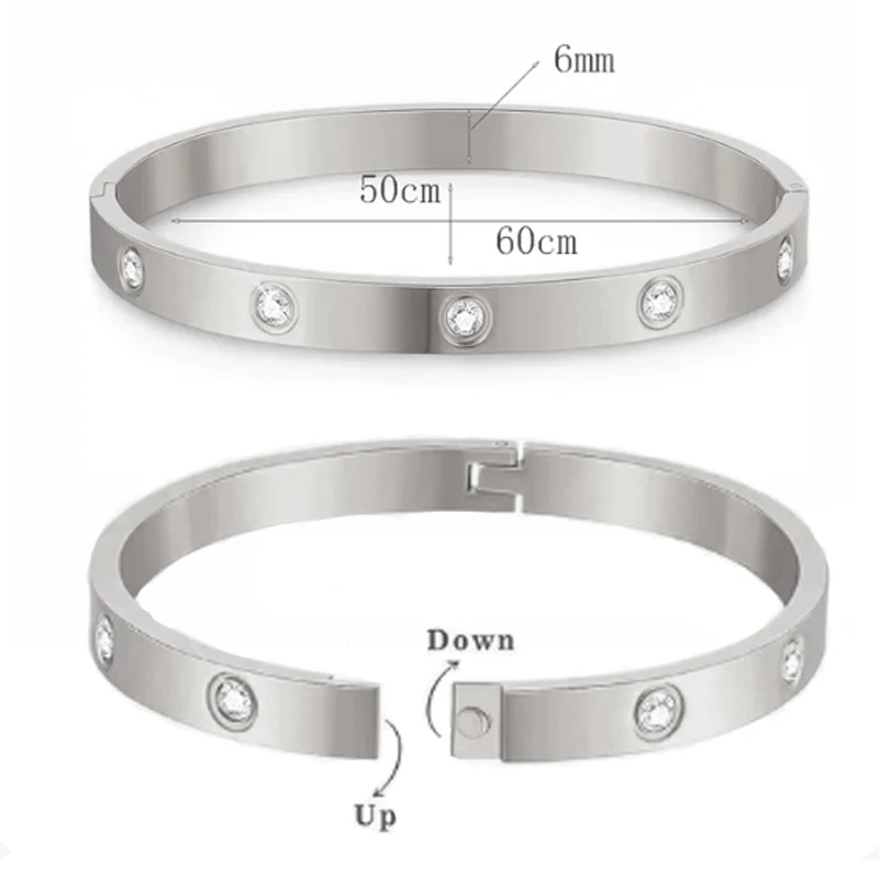 2pcs/set Luxury Love Dangles Bracelets for Women Teen Girls Cubic Zirconia Cuff Bangle Friendship Jewelry Witness Gift of Love view 6