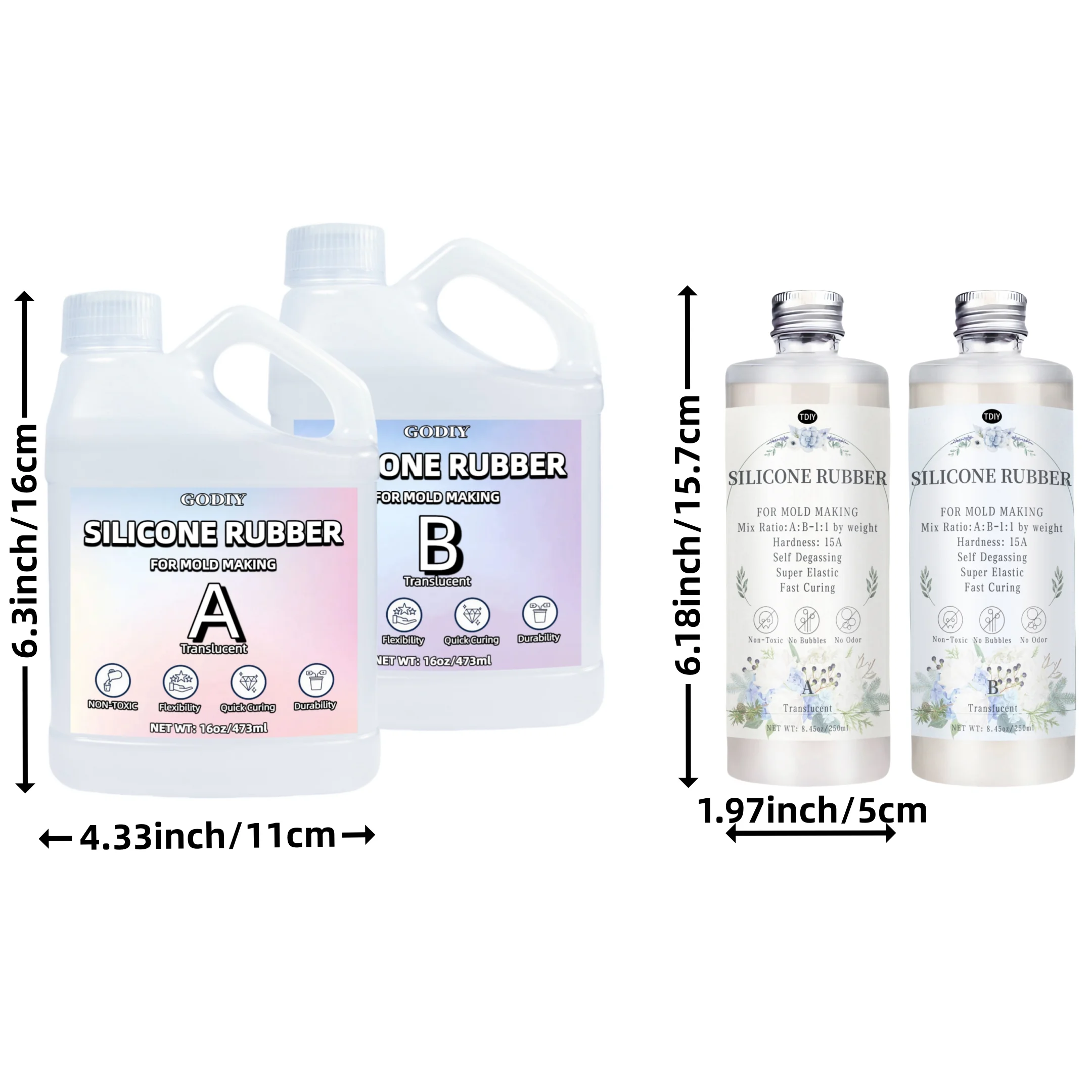 Silicone Mold Making Kit, 10A Fast Cure Silicone for Mold Making 746ml/200ml, 1A:1B Ideal for Resin/Candle/Silicon Molds Casting