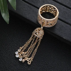 Trendy Twist Tassels Statement Rings for Women Cubic Zircon Finger Rings Beads Charm Ring Bohemian Beach Jewelry J2184