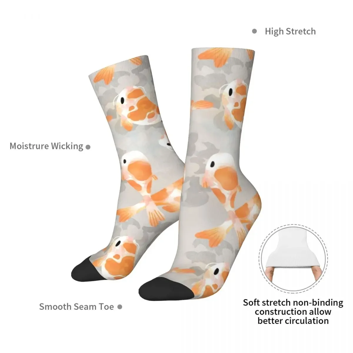 Japanese Koi Fish Socks Harajuku Super Soft Stockings All Season Long Socks Accessories for Unisex Birthday Present