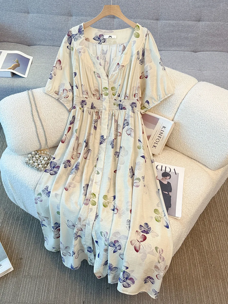 

Женское платье больших размеров (до 150 кг) с принтом бабочек для летнего отдыха, размеры 5XL, 6XL, 7XL, 8XL, 9XL