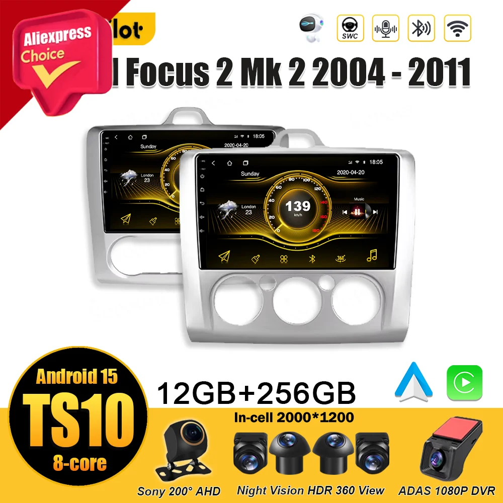 For Ford Focus 2 Mk 2 2004 2005 2006 2007 2008-2010 2011 Car Android15 Radio Multimedia Video Player Stereo Head Unit 2 din Auto