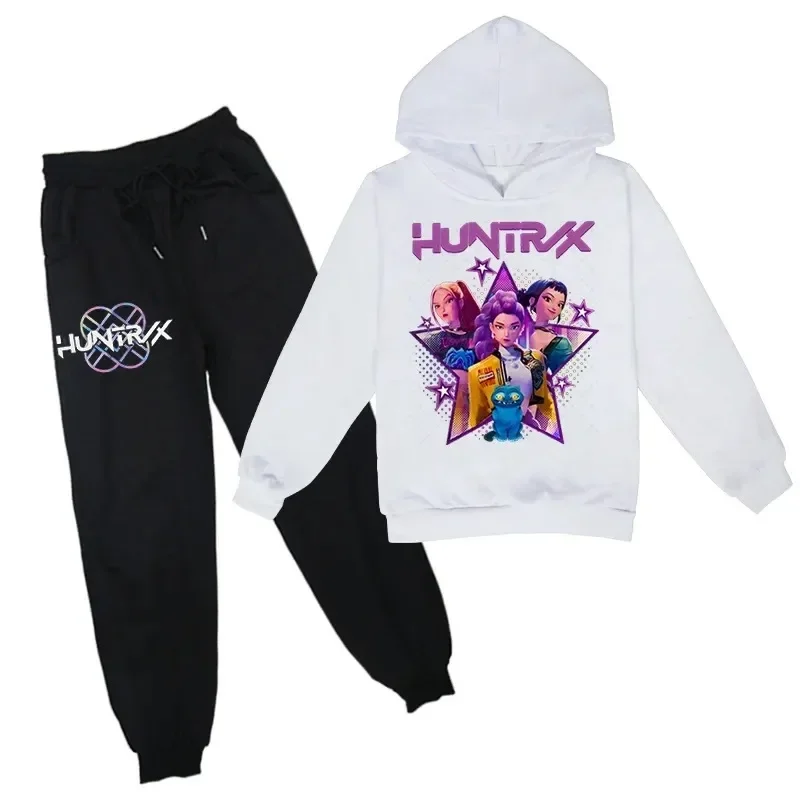 KPop شيطان الصيادين الاطفال هوديي بنطلون مجموعة موضة البلوز مقنعين ملابس الأطفال السراويل 2 قطعة دعوى للبنين والبنات #4