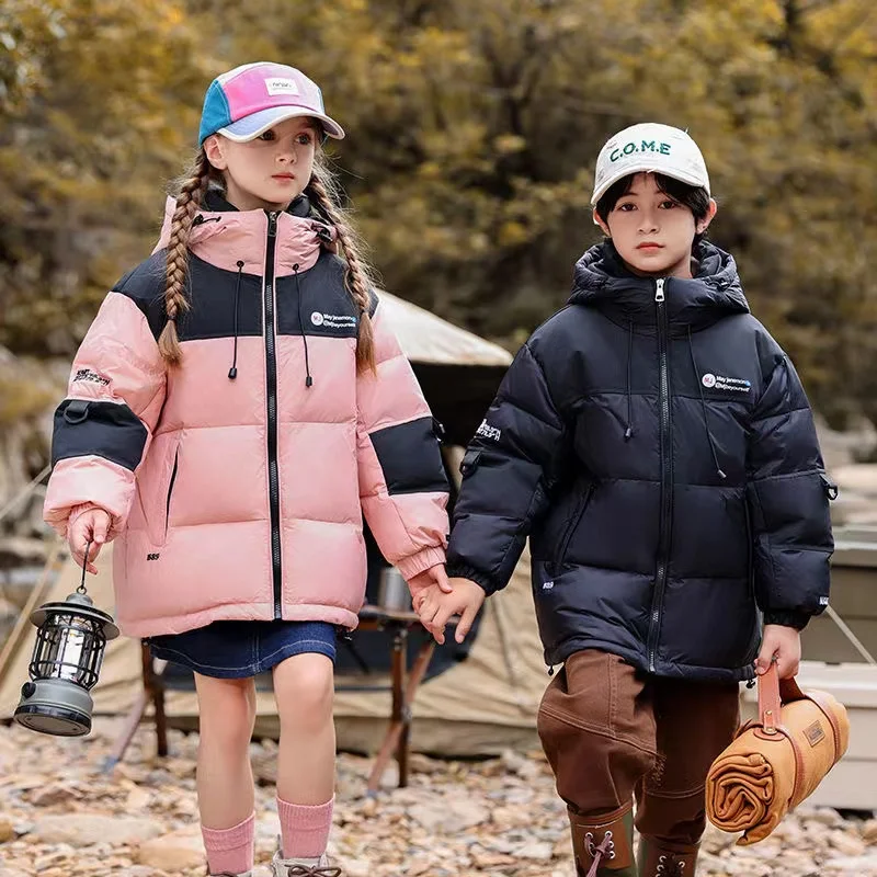 Piumino invernale per bambini per ragazze nuova versione coreana piumino per ragazzi alla moda giacca spessa per bambini di taglia media e grande