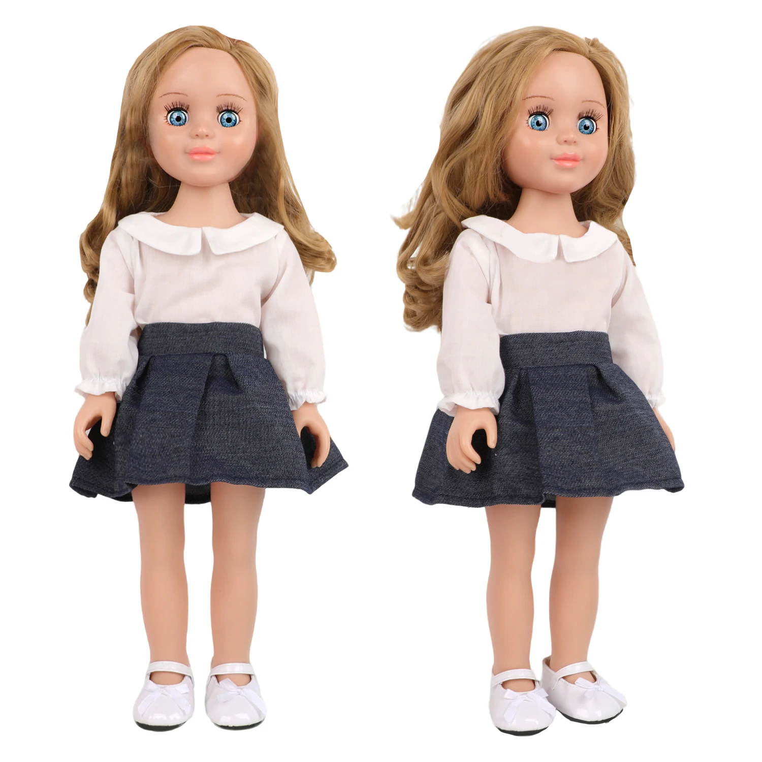 For 18-inch American Doll Clothes White Shirt + Denim Skirt Clothing Suit Outfit For 43cm Baby Newborn & OG Girl Dolls Accessory