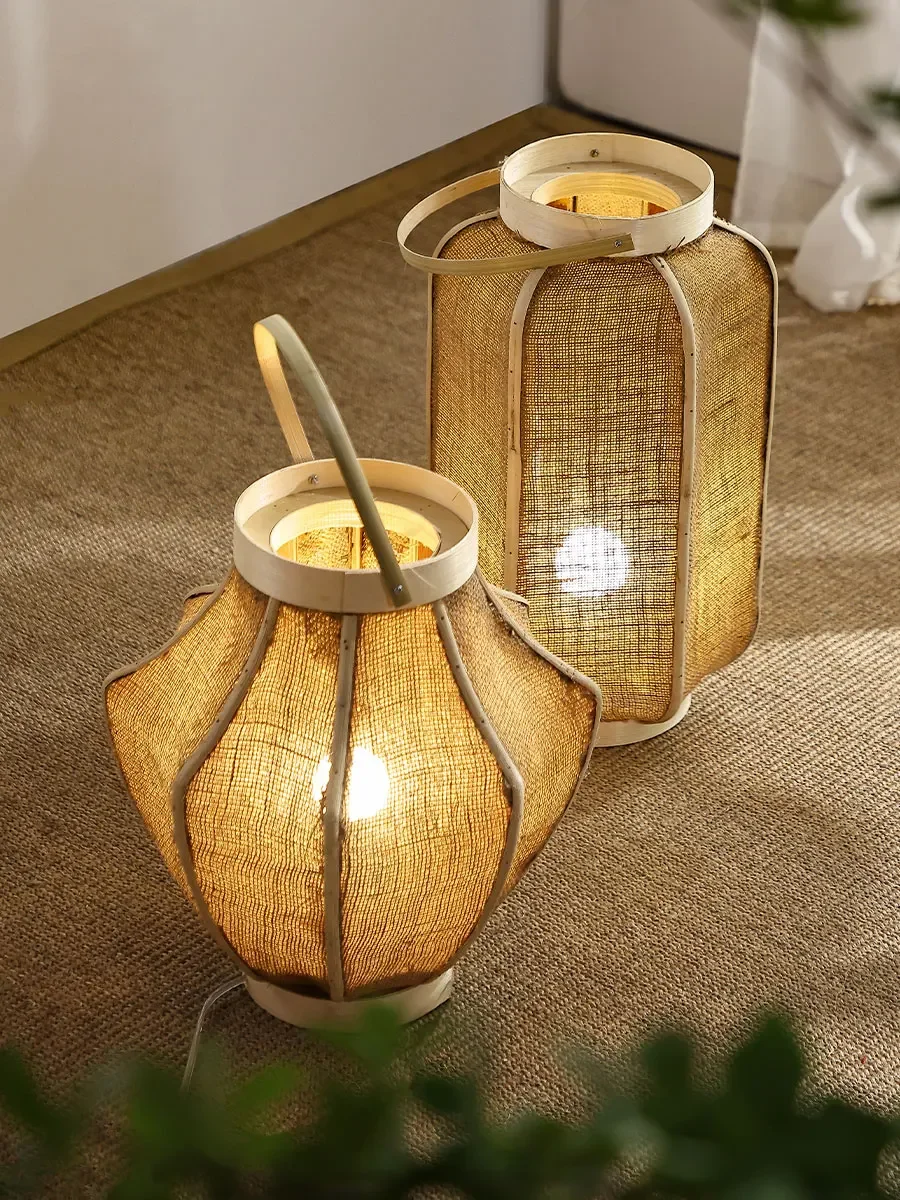 Yeni Çin Zen Keten Masa Lambası Aile Yanı Sessiz Rüzgar Atmosfer Lambası Yatak Odası Asma Dokuma Yatak Başı