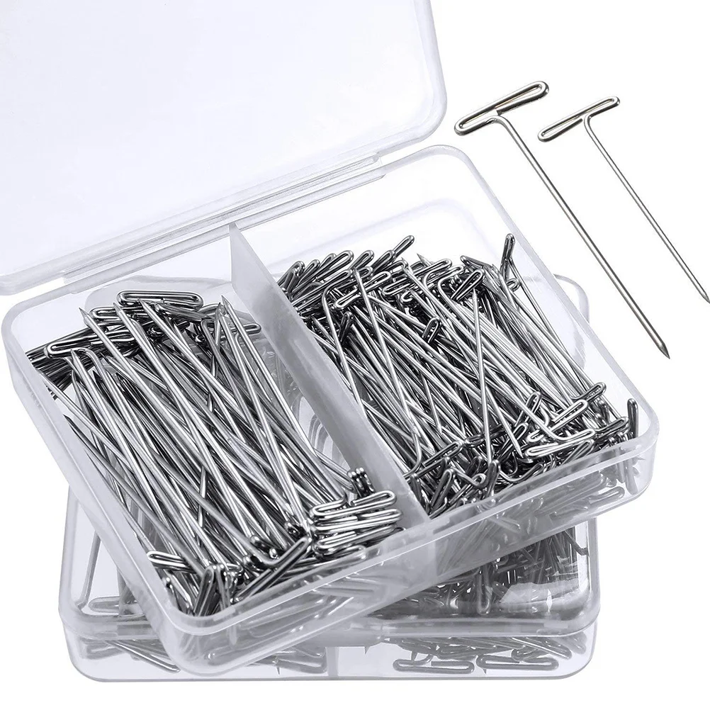 

300Pcs T-Pins Metal Simple Design 51mm 38mm Durable Nickel Plated Steel for Tailors Styling Display Crafts