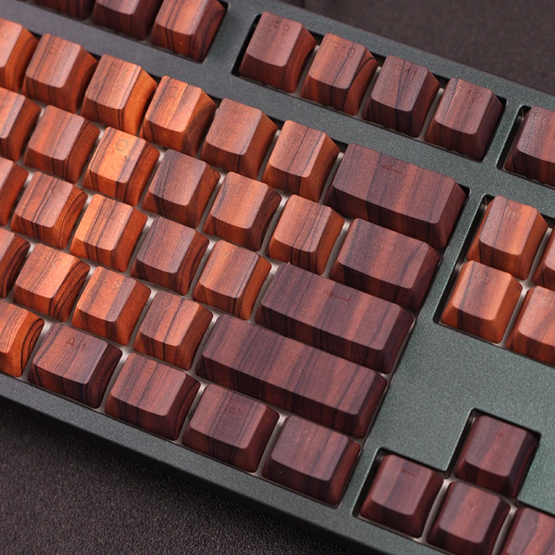 108 Keys/set PBT Dye Subbed Keycaps Imitative Walnut Grain Key Caps Cherry Profile Backlit Keycap For ANSI 61 87 104 108 Layout