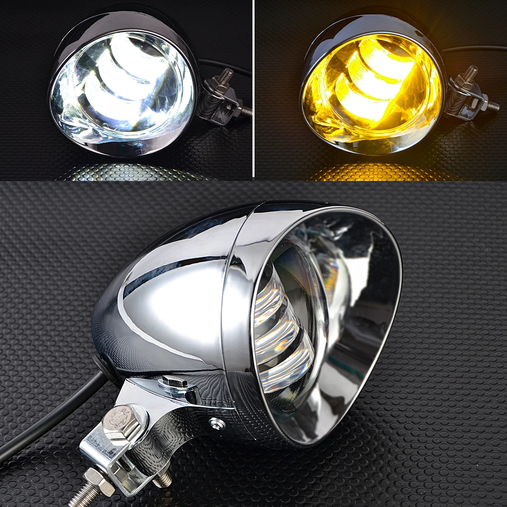 Motorcycle LED Fog Lights Front Headlight Lamp DC12V For Harley Bobber Chopper Cruisers Touring Custom Cafe Racer view 2