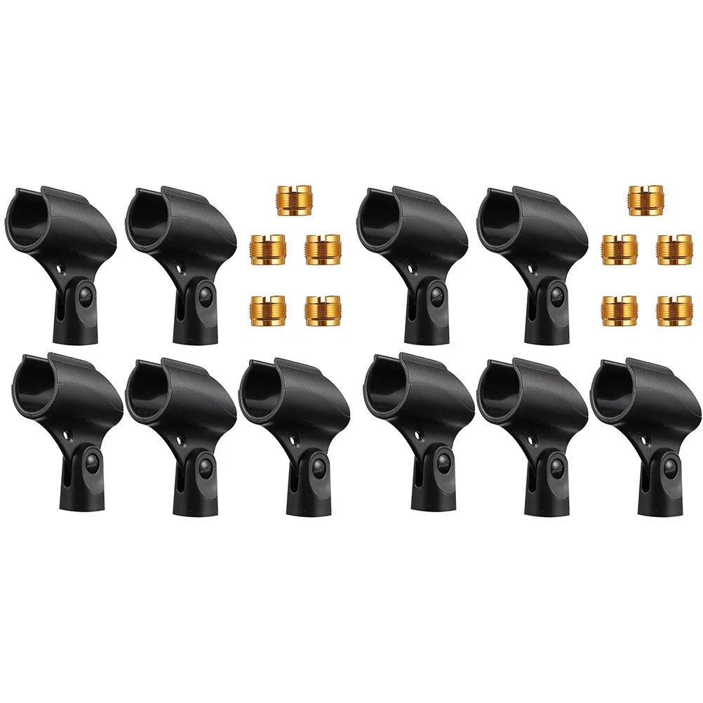 

10pcs Microphone Holder Clip For Handheld Mic Stand Large Size Wireless Universal Rotation Lock Pe Abs Material Live Streaming