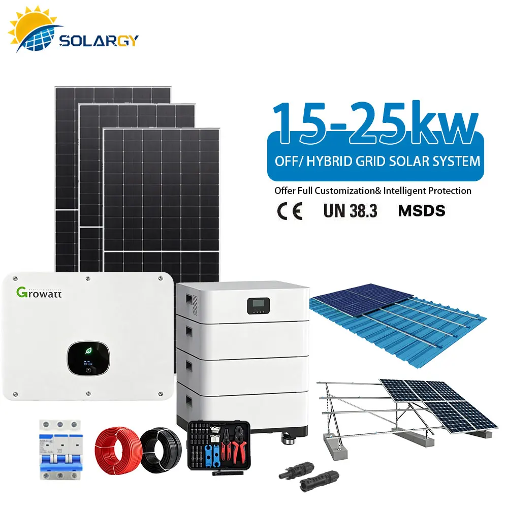 15kW Hybrid Solar System B2B Complete Package Growatt Inverter 630W Tier1 Panels 32.25kWh Battery Transparent Pricing