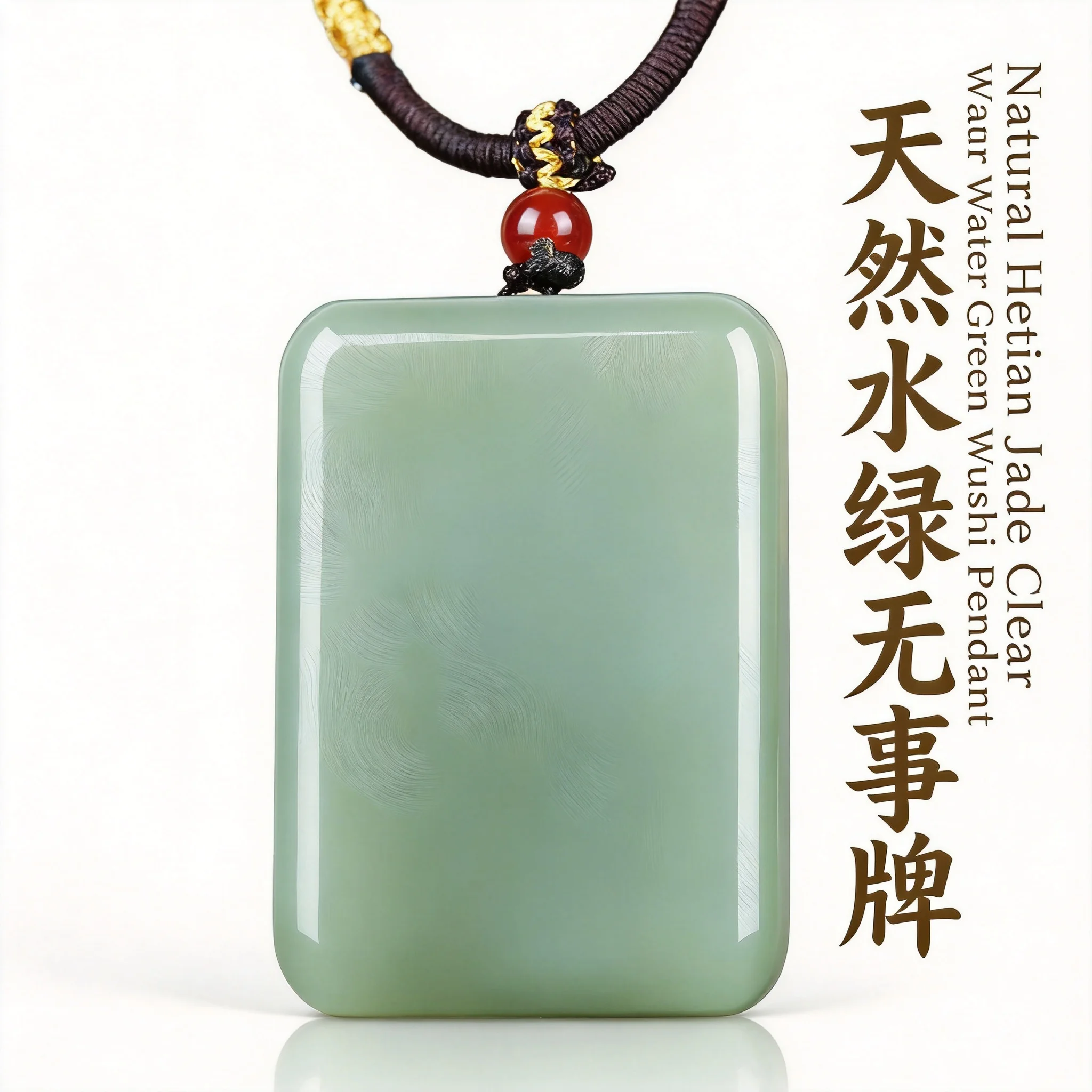 

Chinese Style Natural Hetian Jade Light Green Plain Peace Pendant Lucky Blessing Good Fortune Amulet Necklace For Men Women Feng