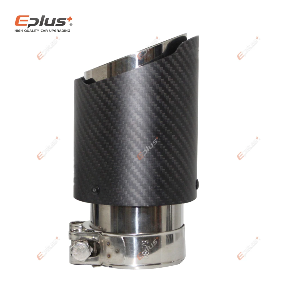 طرف كاتم الصوت من ألياف الكربون غير لامع عالمي للسيارة ، نظام العادم ، كاتم صوت الأنابيب ، الفوهة المستقيمة ، الفضة غير القابل للصدأ