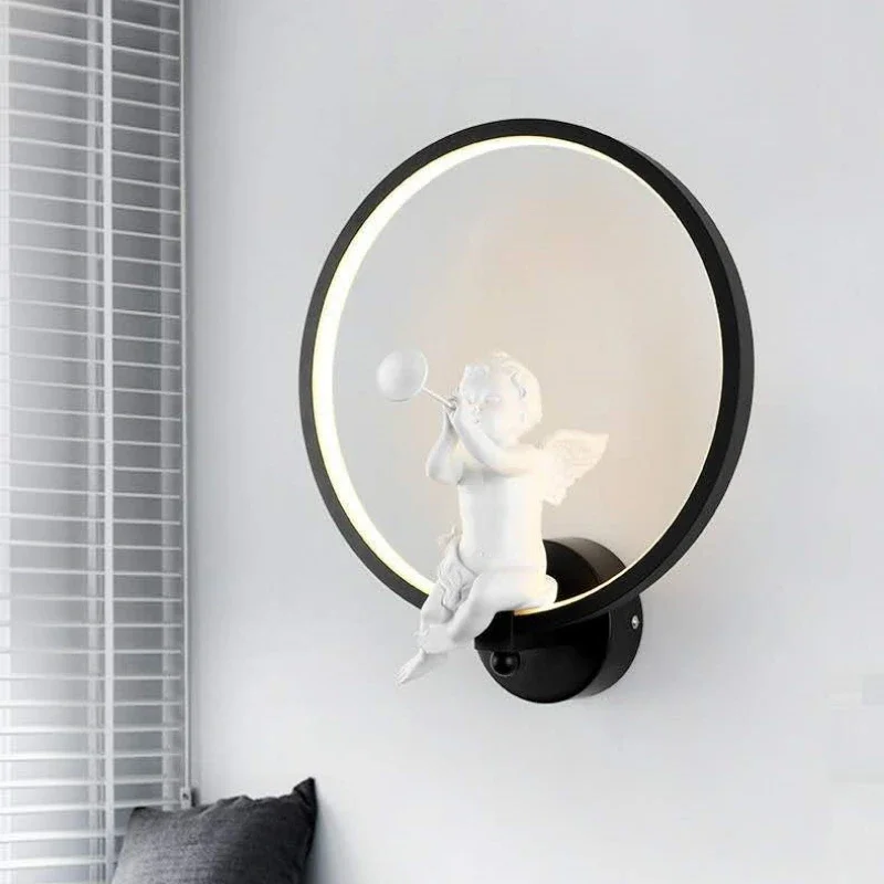 Nordic Warm Angel Wall Lamp Modern Living Room Bedroom Corridor Creative Personality Children's Bed Decoration Light Fixture