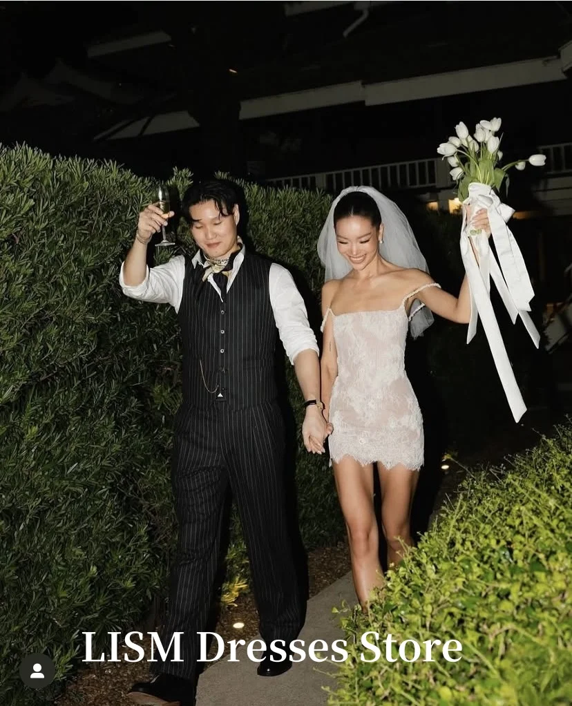 LISM Einfache A-Linie Mini-Partykleider, trägerlos, weiche Spitze, über dem Knie, elegante Abendkleider, individuelle Geburtstagskorsetts