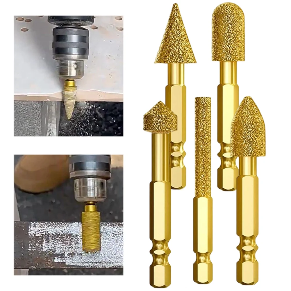 5PCS Emery Coated Grinding Heads with Hex Shank for Polishing For Rust Removal and Jade Engraving on Hard Surfaces