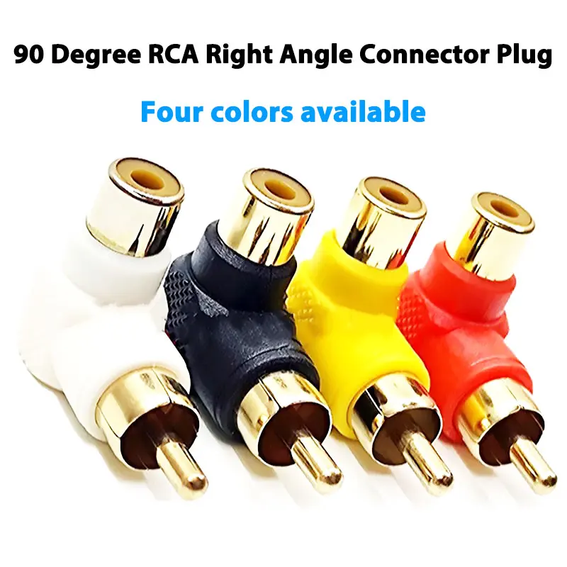 

4PCS 90 Degree RCA Right Angle Connector Plug Adapters Male To Female M/F 90 Degree Elbow Audio Adapter
