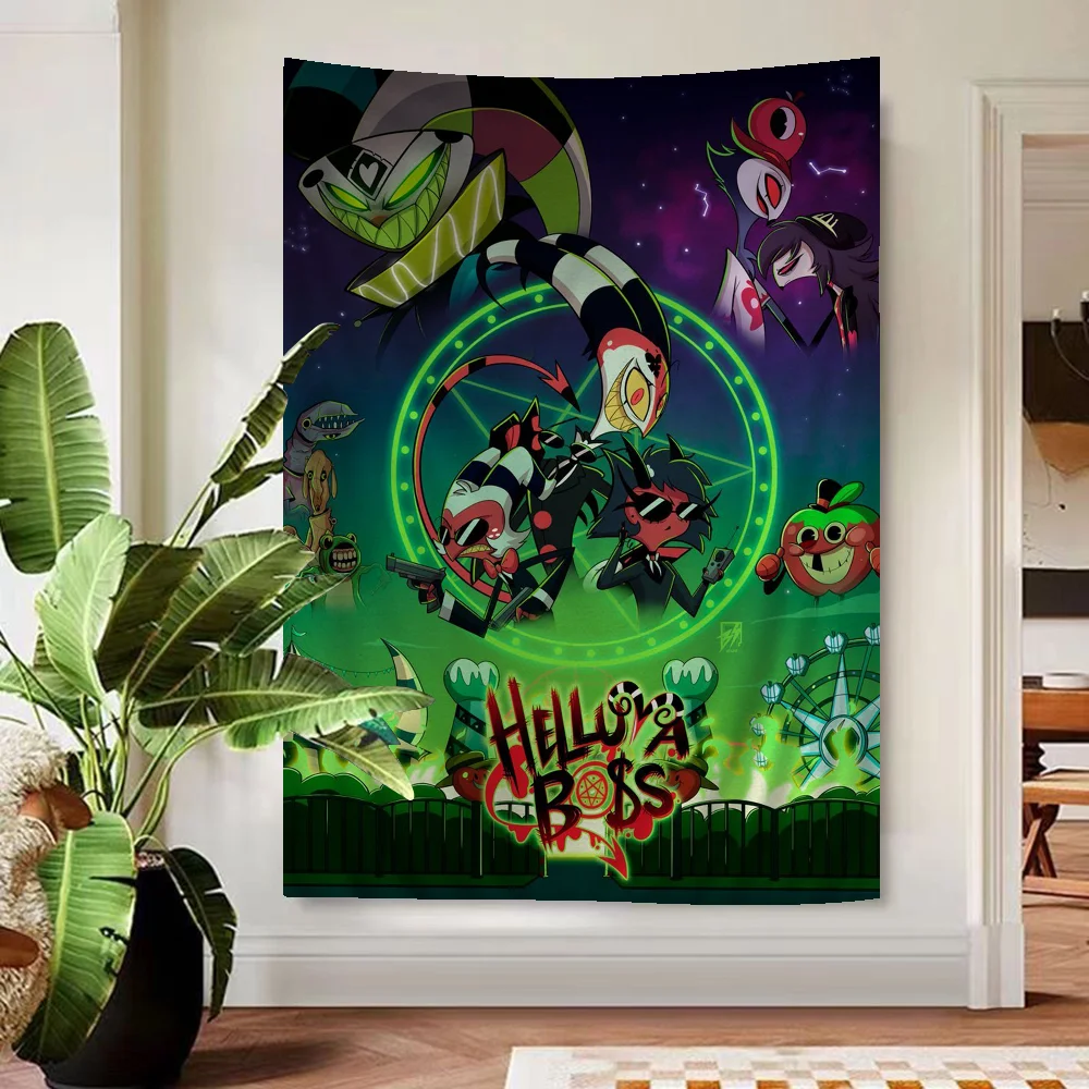 Helluva Boss Cartoon Tapestry Anime Tapestry Hanging Tarot Hippie Wall Rugs Dorm Wall Hanging Sheets