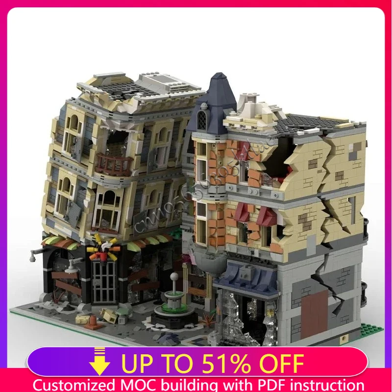 

НОВЫЙ 4648 шт., хит продаж, вид на улицу, Moc, версия для Апокалипсиса, сборка, квадратная модель, творческие идеи «сделай сам», детская игрушка-головоломка, подарок