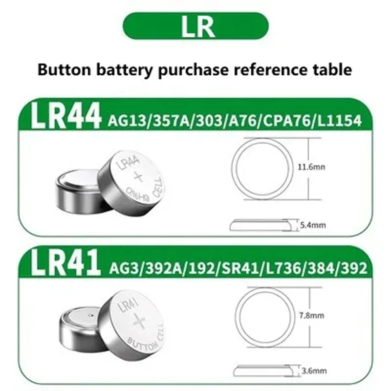 

2-50pcs 1.5V AG13 LR44 L1154 RW82 SR1154 SP76 pila SR44 Button Batteries A76 LR1154 GP7 Cell Coin Watch Toys Remote Battery