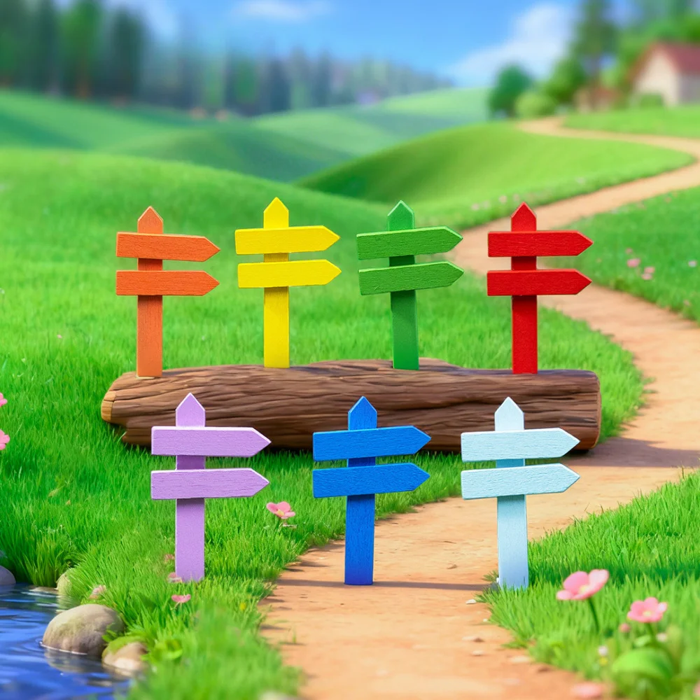 Wooden Fence Signposts for Crafting Garden Decorations, Tiny Wooden Signs, Miniature Signpost Decorations, Succulent Plant Decor