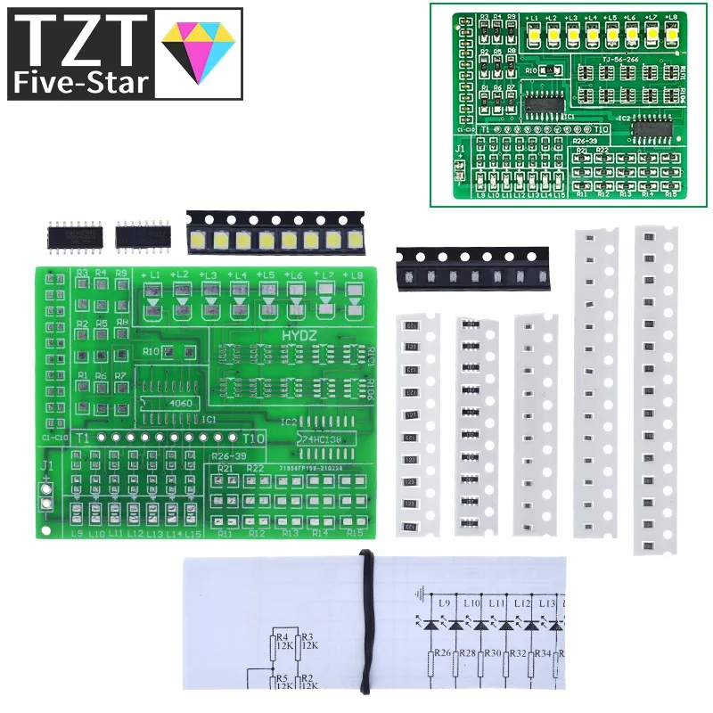 Diy kit 15 color light controller kit 1801 SMD component welding practice board parts electronic production kit