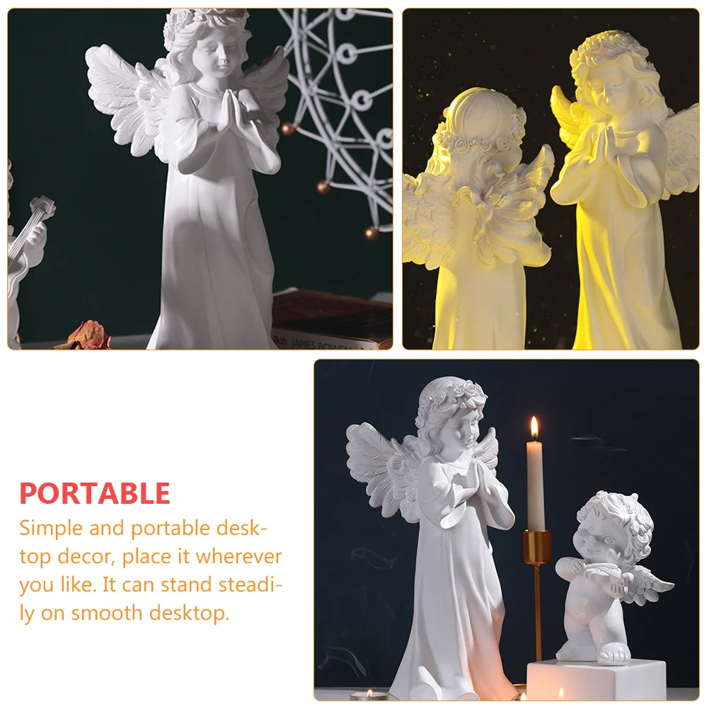 

1Pcs Retro Angel Sculpture High-Quality Resin Decorative Home Office Living Room Bedroom Adornment Elegant Design Non-Fading