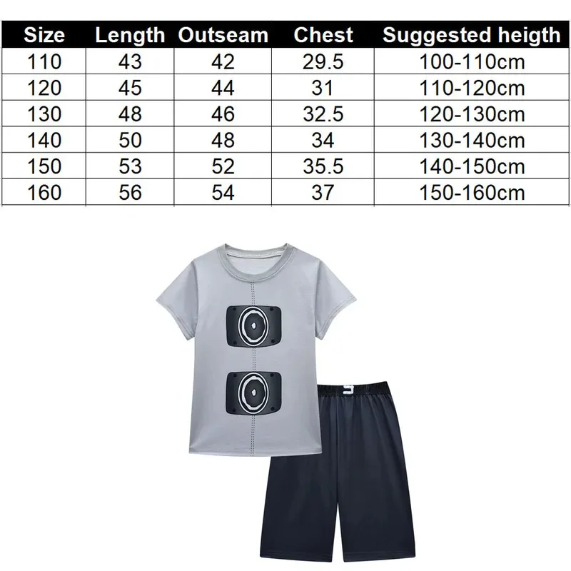 111 www Boys Speakerman Cosplay Costumes Skibidi Toilet Kids Short Sleeved TShirts 2pc Summer Clothes Girls Birthday Carnival Pa