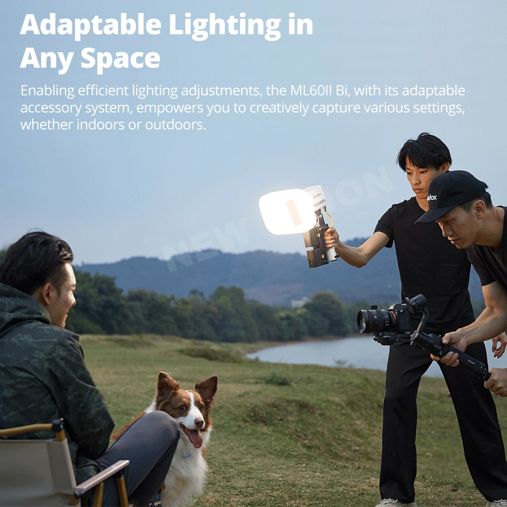 Godox ML60II BI 2800K -6500K LED-videolamp Stille modus Draagbare helderheidsaanpassing Ondersteuning Li-ion Outdoor LED Verbeterde lamp