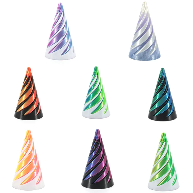 3D Printed Spiral Cone Toy Fidget Toy Impossible Pyramid Passthrough Sculpture Mini Vortex Thread Illusion For Kids And Adults