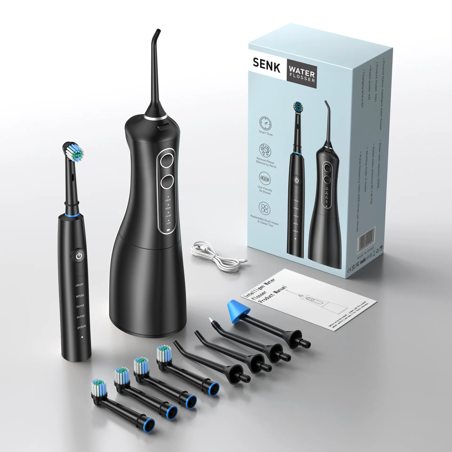 

New Oral Water Dental Flosser Teeth Portable Cordless USB Oral Irrigator Cleaner IPX7 Waterproof Electric Toothbrush Set Home