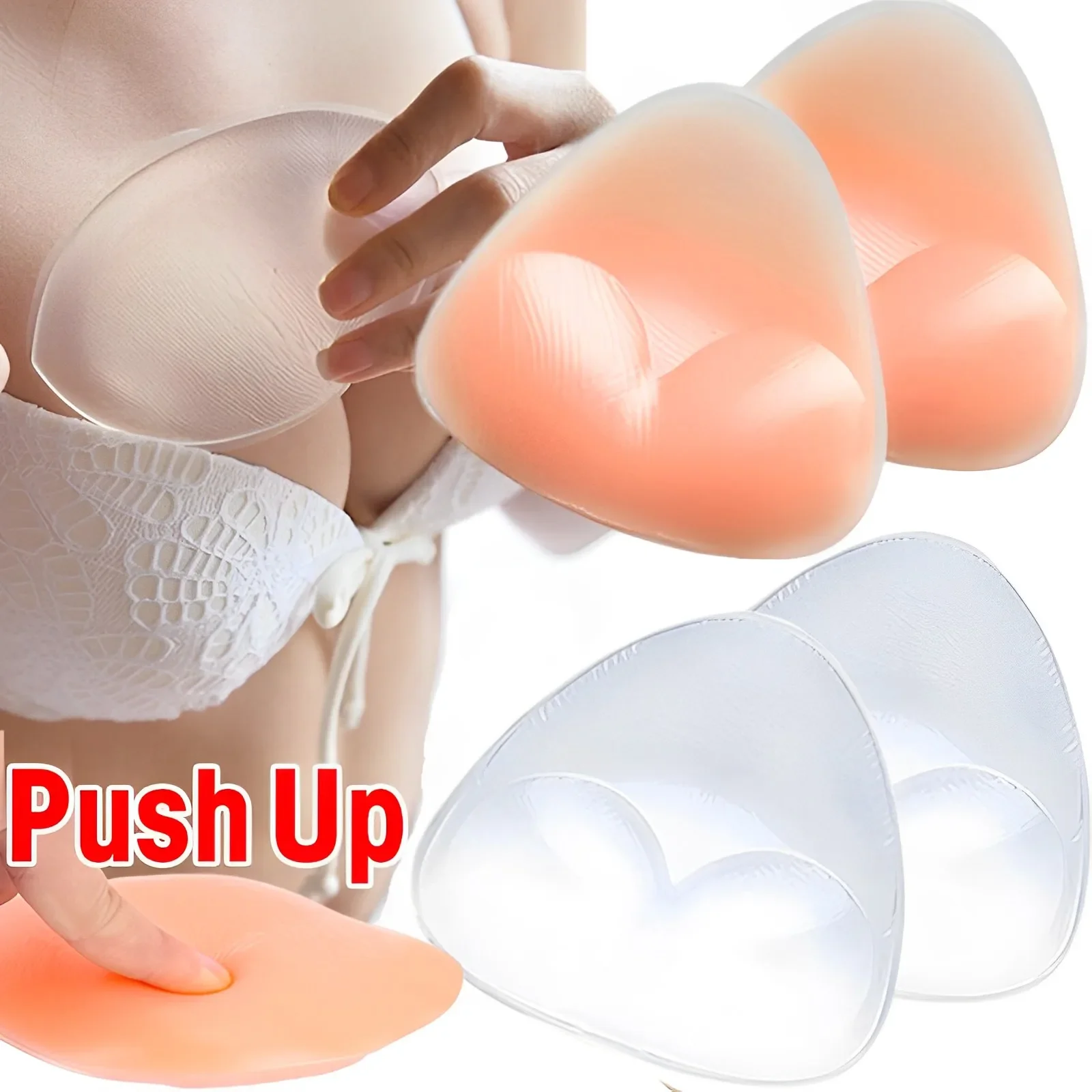 

Silicone Bra Inserts Breast Pads Sticky Push-up Women Push Up Bra Cup Thicken Nipple Cover Patch Bikini Inserts for Swimsuit