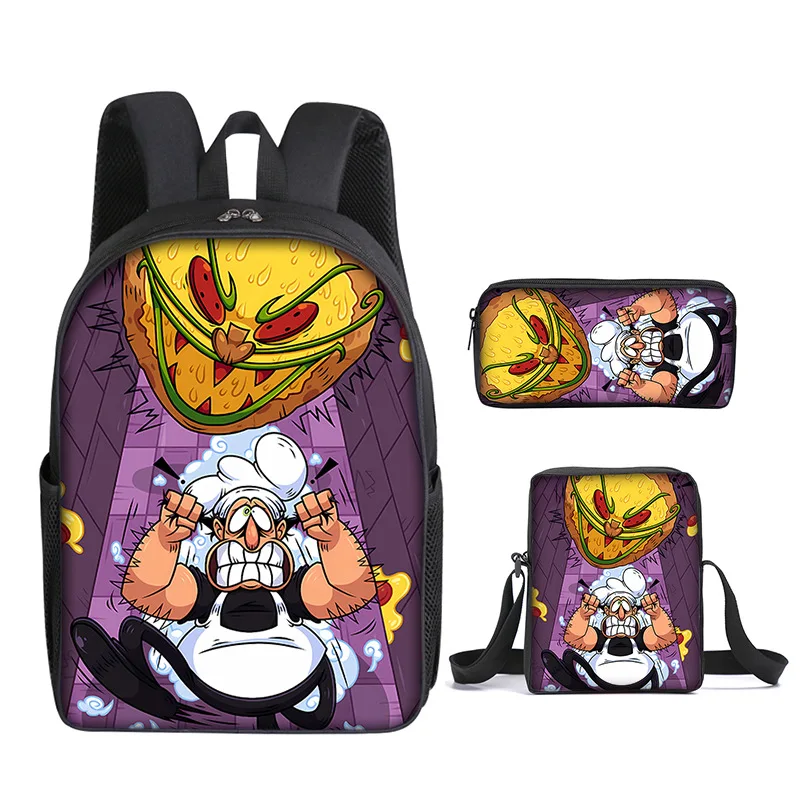 Classic Popular Funny pizza tower 3D Print 3pcs/Set pupil School Bags Laptop Daypack Backpack Inclined shoulder bag Pencil Case