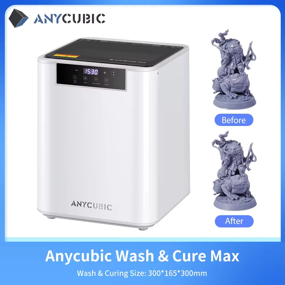 

ANYCUBIC Wash & Cure Max Printed Model Curing And Washing Machine Cleaning Size 300*165*300mm For LCD Resin 3D Printer