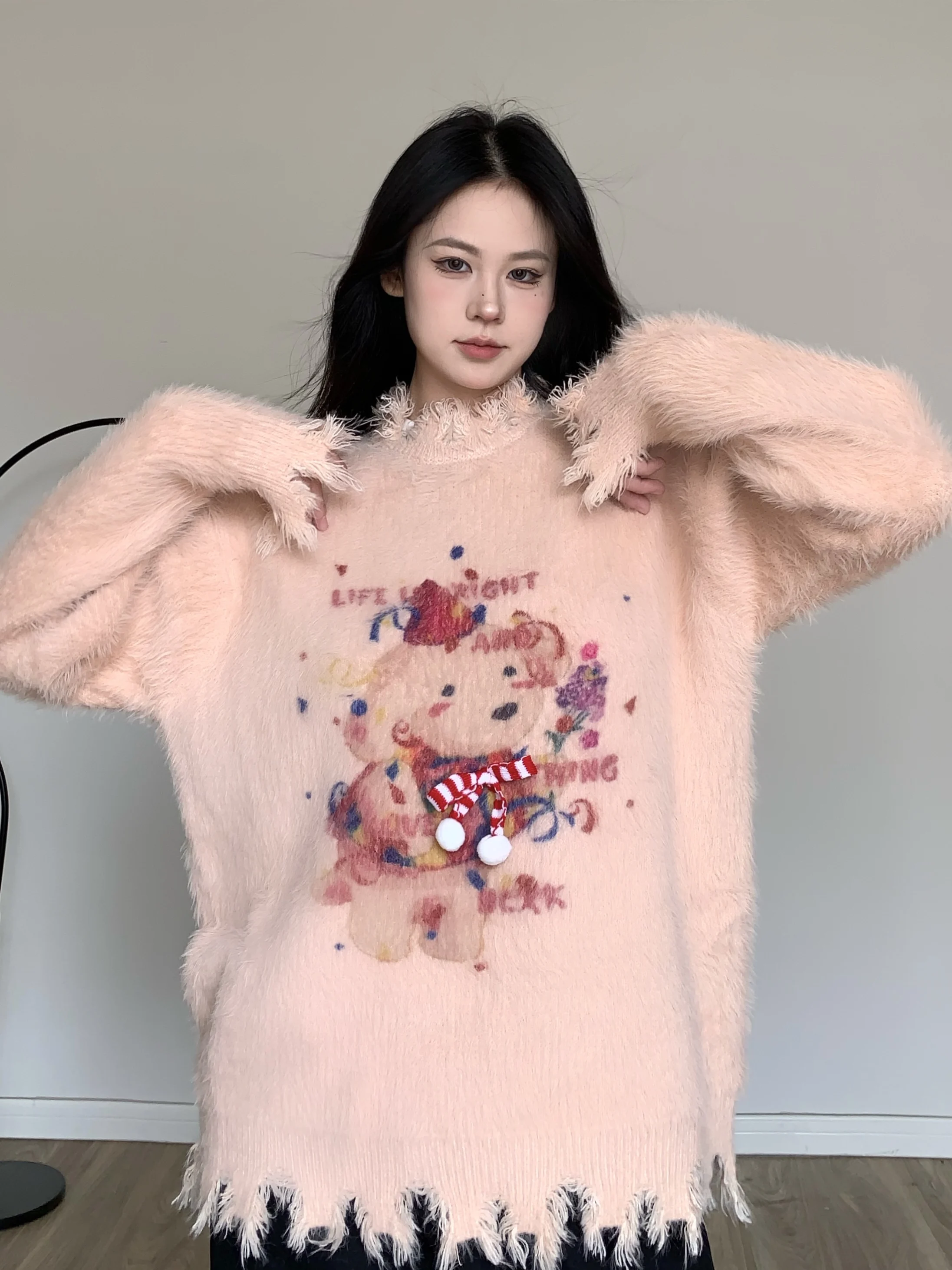 

BabyStudios Thiened Cisas Doggie свитер из искусственной норки женская осенне-зимняя трикотажная одежда милое пальто средней длины