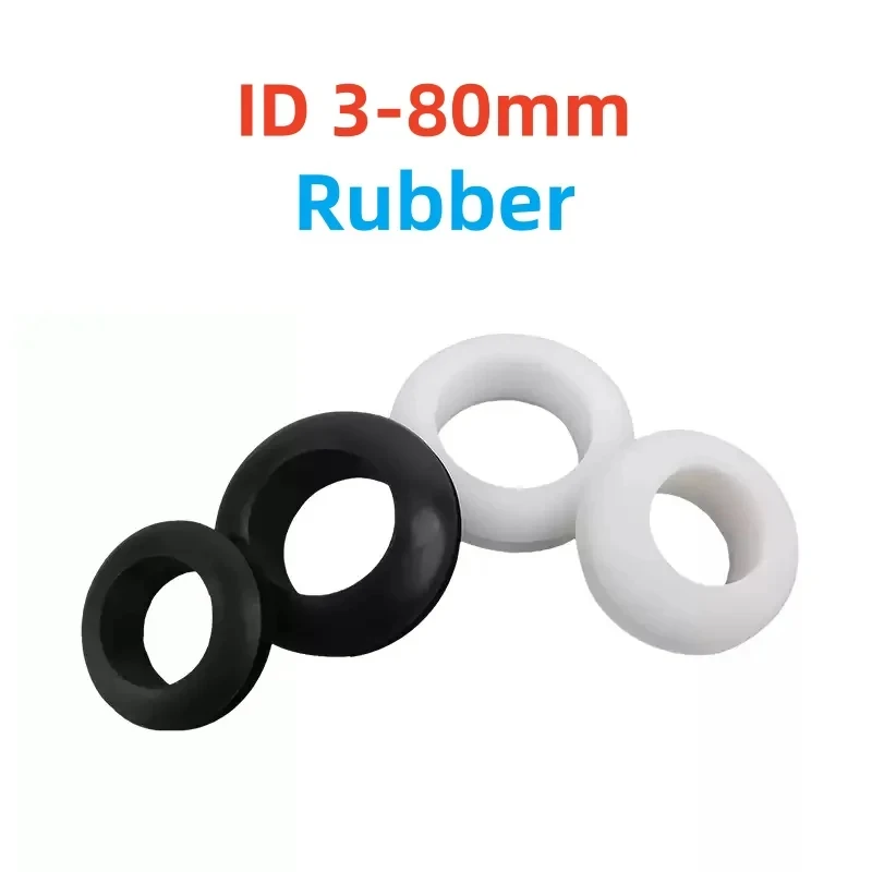 

ID 3 to 80mm Double Sided Rubber Cable Hole Protective Coil Black White Wire Grommet Insulated Sealing O Ring for Wire Outlet