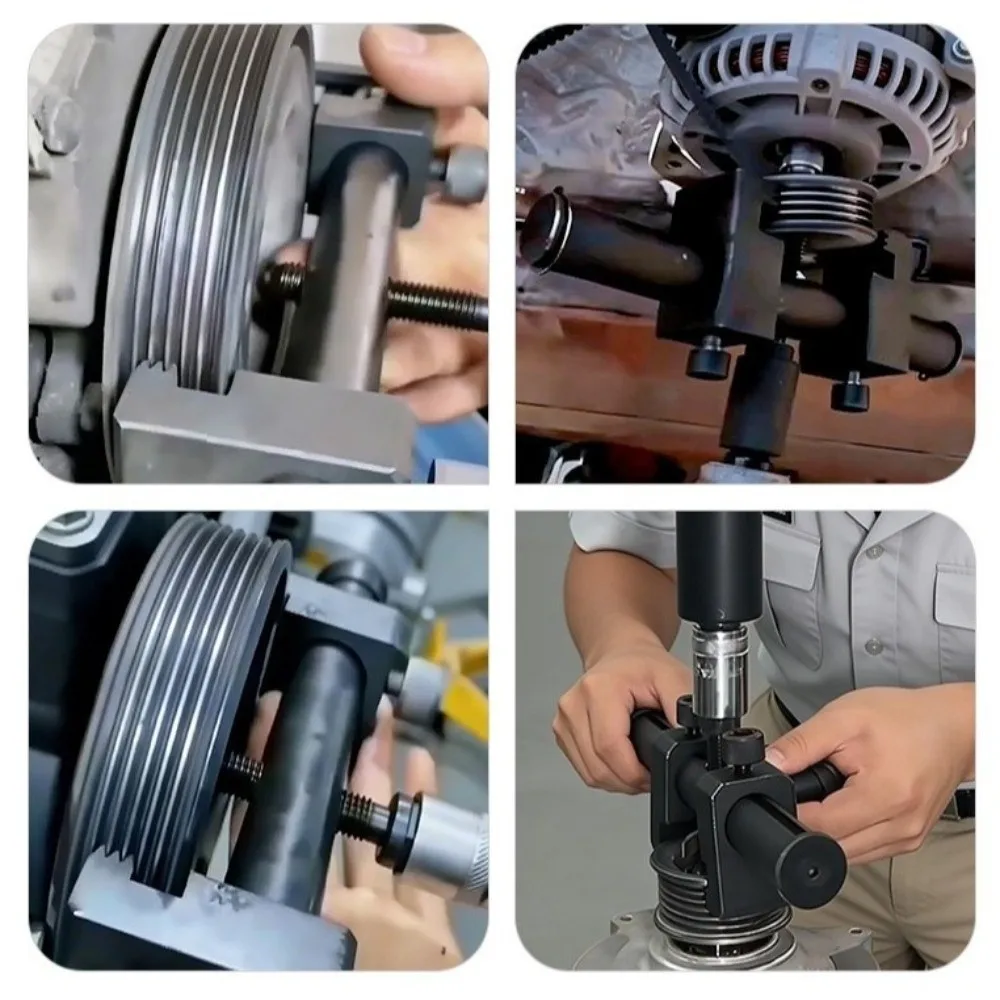 

Metal Ribbed Drive Pulley Puller Black Adjustable 40mm-165mm Universal Puller Tool Durable Construction Disassembly Engine Tool