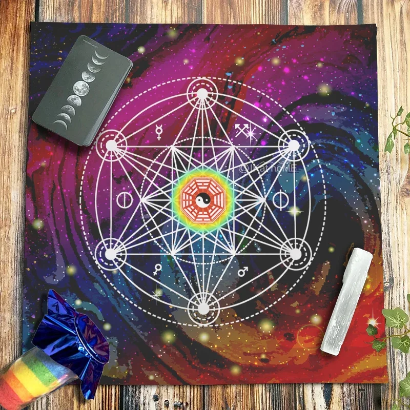 Galaxy Metatron's Cube Pagan Witchcraft Pendulum Tarot Tablecloth Yin Yang Tai Chi Altar Cloth Spiritual Oracle Card Pads 3 Size