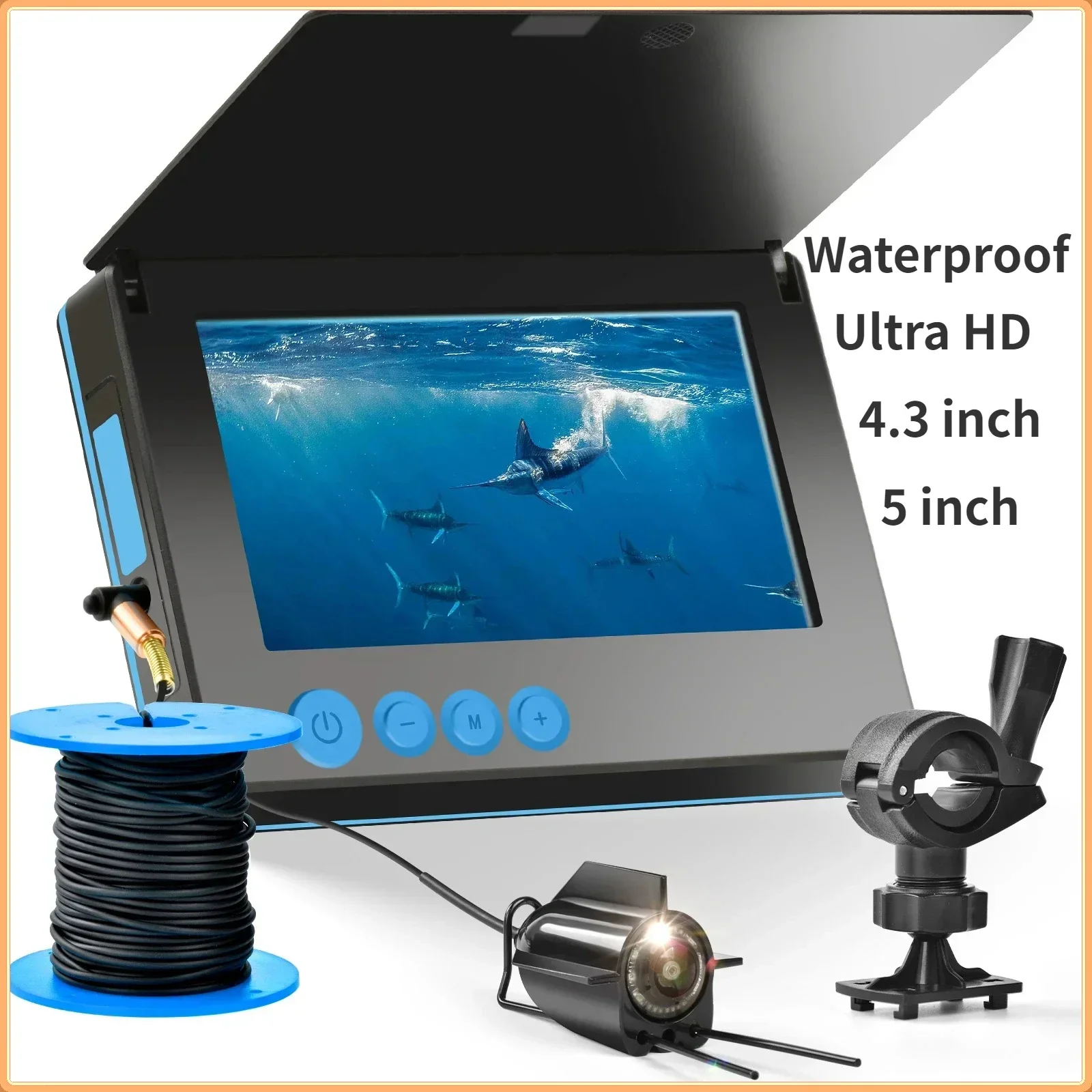 Underwater Ultraclear Night Vision Camera 5/4.3 Inch Waterproof Display Fish Watching Submarine Ultraclear Fish Detection Camera