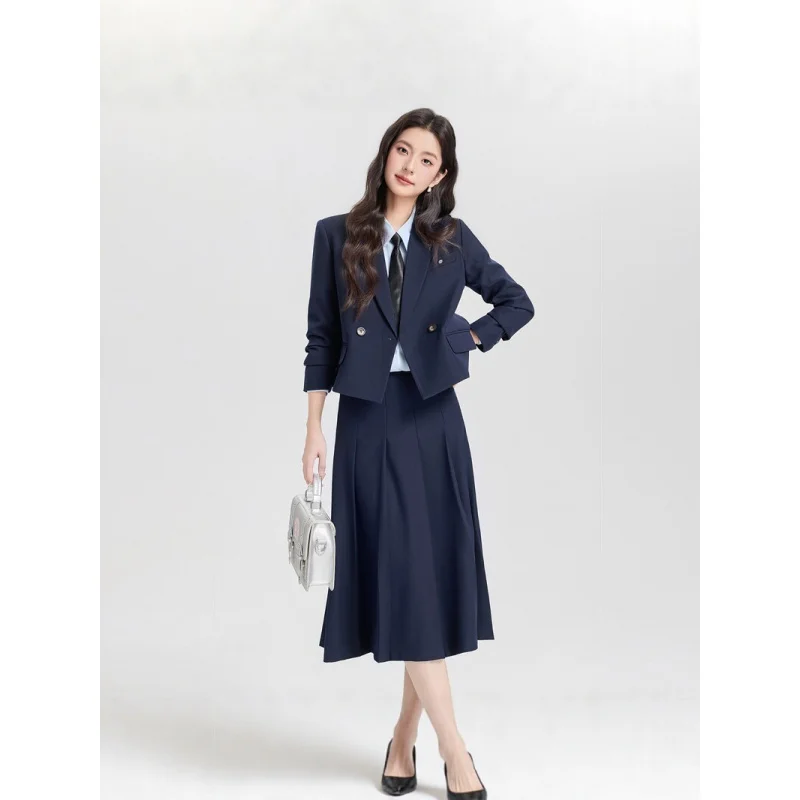 

Elegant professional women's suit for spring and autumn, new formal blazer and skirt two-piece set for commuting and interviews