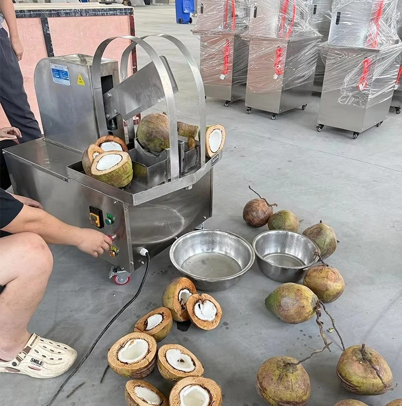High Performance Coconut Shell Cutter Opening Machine Green Coconut Splitting and Halving Machine with Engine Core Component