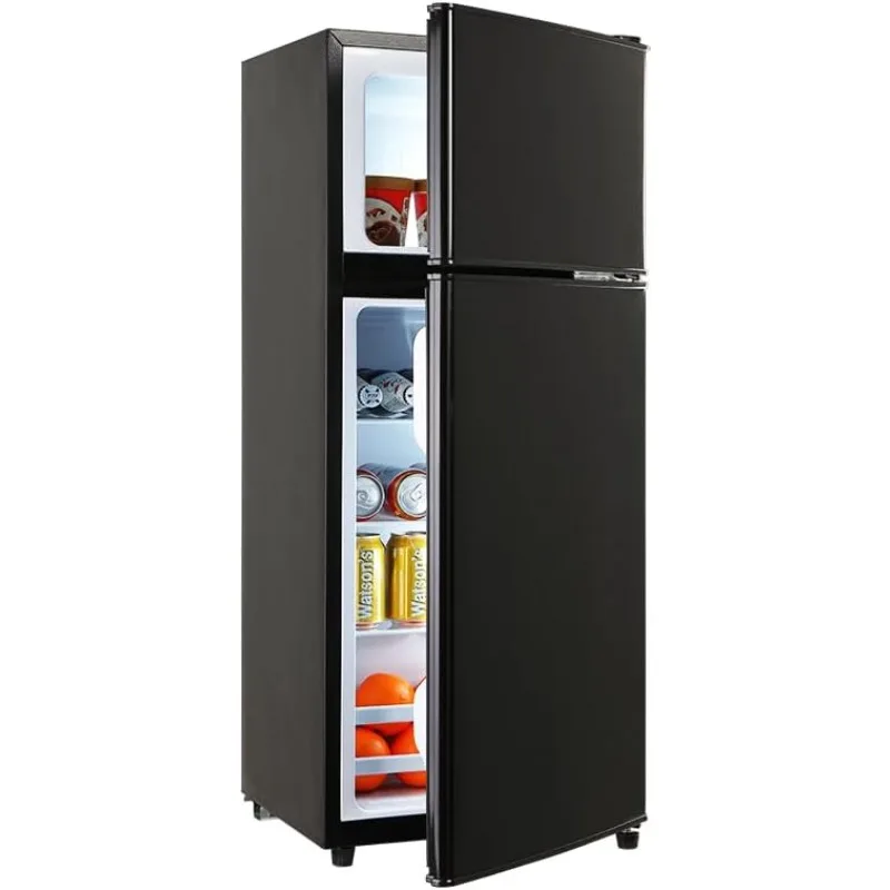 Compact Refrigerator, Double Door Mini Fridge, 7-LEVEL Refrigerator with Freezer, 3.5 Cu Ft, For Home, Office, Dorm